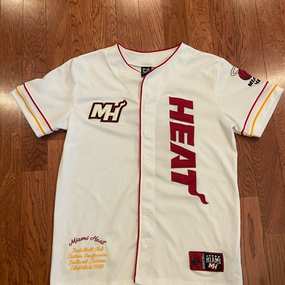 White Miami Heat Baseball Jersey